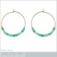 Boucles d'oreilles Créoles 30mm Plaqué Or 18 carats et Calcédoine verte