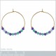 Boucles d'oreilles Créoles 30mm Plaqué Or 18 carats, Améthyste et Calcédoine verte