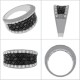 Bague en Argent 925 rhodié et Oxydes Zirconium noirs et blancs