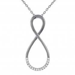 Collier Infini en Argent 925 rhodié et Oxydes Zirconium - Longueur 45cm