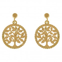 Boucles d'oreilles Arbre de Vie Plaqué Or 18 carats