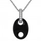 Pendentif Grain de café en Argent 925 rhodié, Céramique noire et Oxydes Zirconium