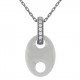 Pendentif Grain de café en Argent 925 rhodié, Céramique blanche et Oxydes Zirconium