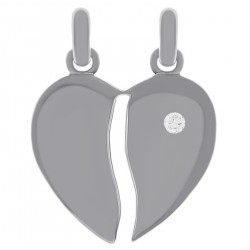 Pendentif Coeur sécable en Argent 925 rhodié et Oxyde Zirconium