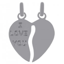 Pendentif Coeur sécable I Love You en Argent 925 rhodié