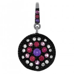 Pendentif en Argent 925 rhodié et Oxydes Zirconium multicolores