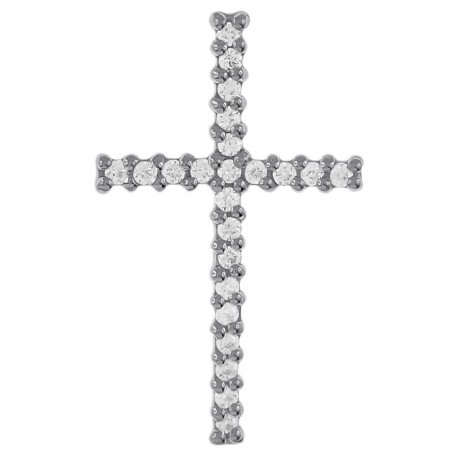 Pendentif Croix en Argent 925 rhodié et Oxydes Zirconium