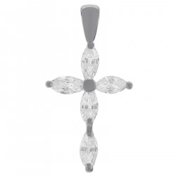 Pendentif Croix en Argent 925 rhodié et Oxydes Zirconium