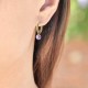 Boucles d'oreilles Créoles 12mm Plaqué Or 18 carats et pierre rose