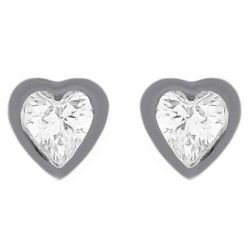 Boucles d'oreilles Coeur en Argent 925 rhodié et Oxyde Zirconium