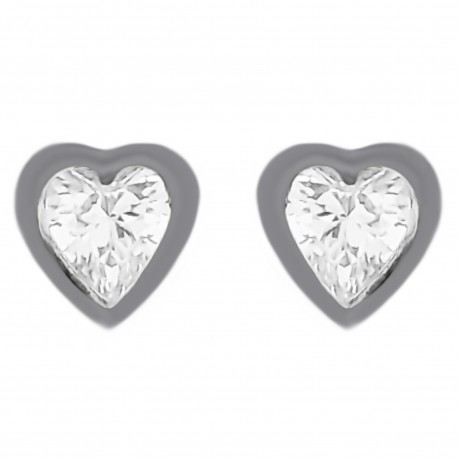 Boucles d'oreilles Coeur en Argent 925 rhodié et Oxyde Zirconium