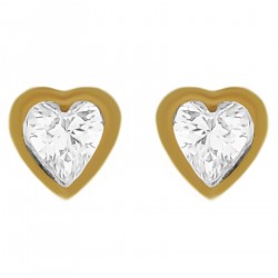 Boucles d'oreilles Coeur Plaqué Or 18 carats et Oxyde Zirconium