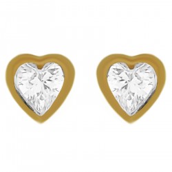 Boucles d'oreilles Coeur Plaqué Or 18 carats et Oxyde Zirconium