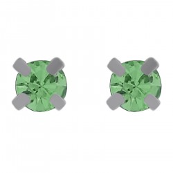 Boucles d'oreilles 2,5mm en Argent 925 et Cristal vert