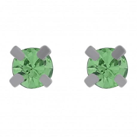 Boucles d'oreilles 3mm en Argent 925 et Cristal vert