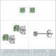 Boucles d'oreilles 3mm en Argent 925 et Cristal vert