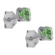 Boucles d'oreilles 4mm en Argent 925 et Cristal vert