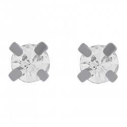 Boucles d'oreilles 3mm en Argent 925 et Cristal blanc