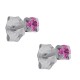 Boucles d'oreilles 2,5mm en Argent 925 et Cristal rose