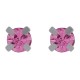 Boucles d'oreilles 3mm en Argent 925 et Cristal rose