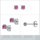 Boucles d'oreilles 3mm en Argent 925 et Cristal rose