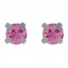 Boucles d'oreilles 4mm en Argent 925 et Cristal rose