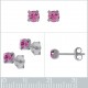 Boucles d'oreilles 4mm en Argent 925 et Cristal rose