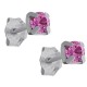 Boucles d'oreilles 4mm en Argent 925 et Cristal rose