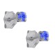 Boucles d'oreilles 2,5mm en Argent 925 et Cristal bleu