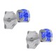 Boucles d'oreilles 3mm en Argent 925 et Cristal bleu