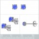 Boucles d'oreilles 4mm en Argent 925 et Cristal bleu