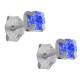Boucles d'oreilles 4mm en Argent 925 et Cristal bleu