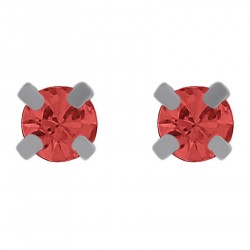 Boucles d'oreilles 2,5mm en Argent 925 et Cristal rouge