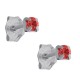 Boucles d'oreilles 2,5mm en Argent 925 et Cristal rouge