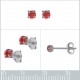 Boucles d'oreilles 3mm en Argent 925 et Cristal rouge