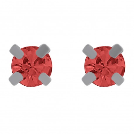 Boucles d'oreilles 4mm en Argent 925 et Cristal rouge