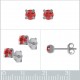 Boucles d'oreilles 4mm en Argent 925 et Cristal rouge