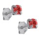 Boucles d'oreilles 4mm en Argent 925 et Cristal rouge