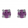 Boucles d'oreilles 2,5mm en Argent 925 et Cristal violet