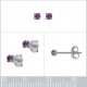 Boucles d'oreilles 2,5mm en Argent 925 et Cristal violet