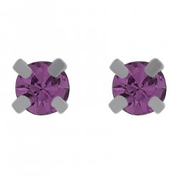 Boucles d'oreilles 3mm en Argent 925 et Cristal violet