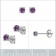 Boucles d'oreilles 3mm en Argent 925 et Cristal violet