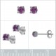 Boucles d'oreilles 4mm en Argent 925 et Cristal violet