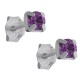 Boucles d'oreilles 4mm en Argent 925 et Cristal violet
