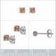 Boucles d'oreilles 3mm en Argent 925 et Cristal orange