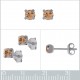 Boucles d'oreilles 4mm en Argent 925 et Cristal orange