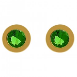 Boucles d'oreilles Plaqué Or 18 carats et Oxyde Zirconium vert