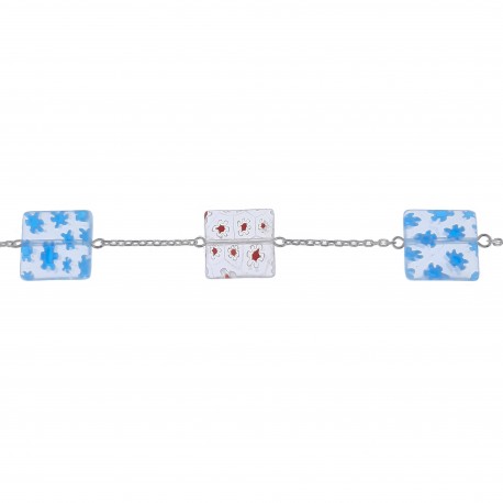 Bracelet en Argent 925 et carrés de verre