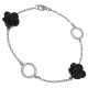 Bracelet Fleur en Céramique noire, Argent 925 rhodié et Oxydes Zirconium