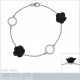 Bracelet Fleur en Céramique noire, Argent 925 rhodié et Oxydes Zirconium